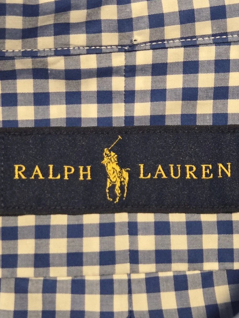 Polo Ralph Lauren Mens Blue Gingham Check Classic Button Down Shirt Medium